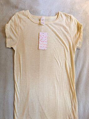 FREE PEOPLE NEW WOMEN'S T SHIRT XS Extra Small Light Pale Yellow Short Sleeve